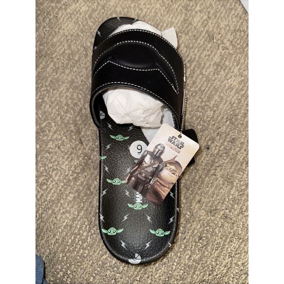 Disney Ground‎ up Star Wars The Mandalorian Baby Yoda Adult Sandal Slides Size 9 - Picture 1 of 7